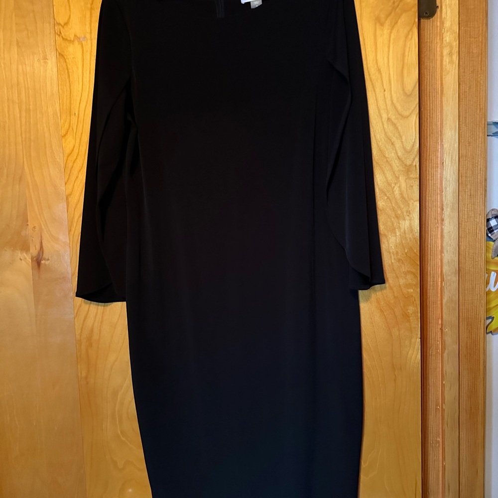 Calvin Klein Black Sheath Dress Long Sleeve Crew Neck